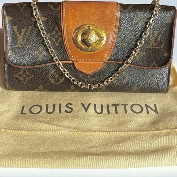 💯Authentic Louis Vuitton Monogram Vachetta Leather Boetie Sarah Wallet Dust Bag - Picture 1 of 13